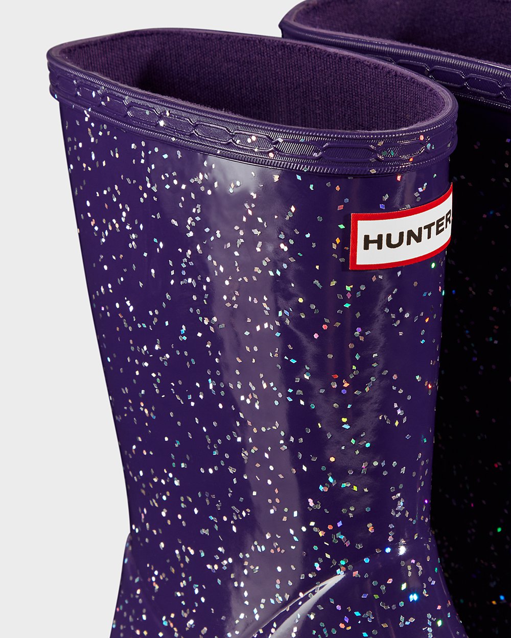 Hunter Original First Giant Glitter Rain Boots - Store Kids Blue Purple - UXQYGD351